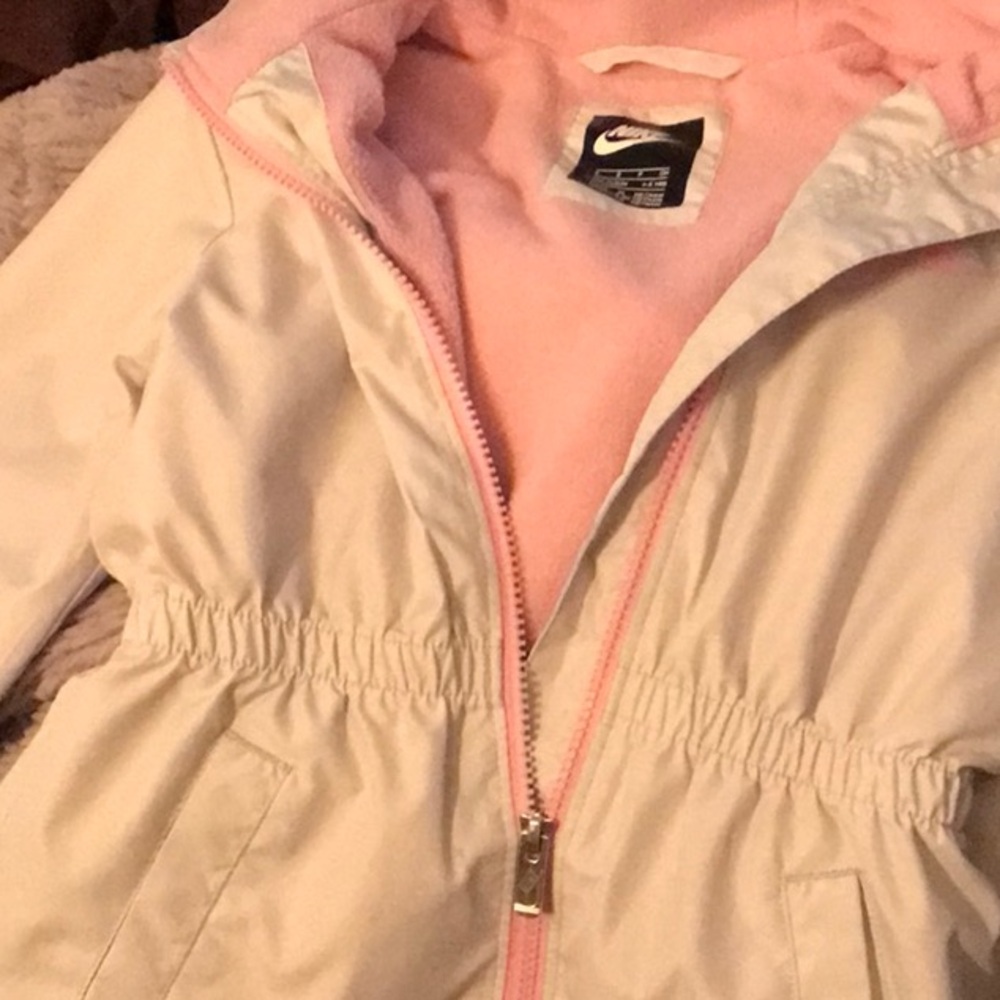 Nike rip stop hooded rain jacket girls child size 4-5 Full zipper fleece lined - Picture 8 of 10